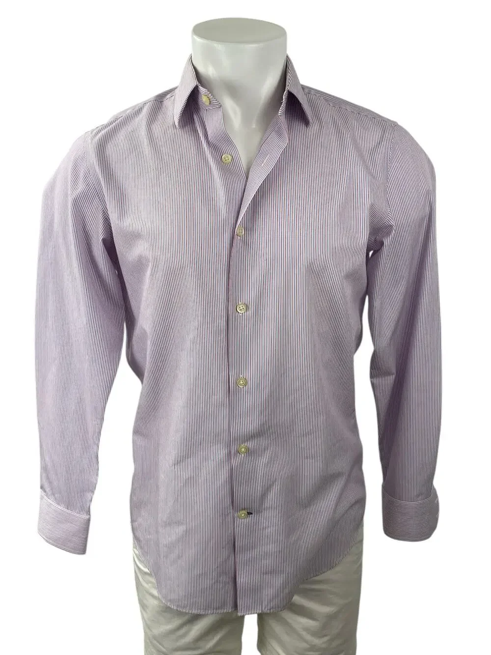 Banana Republic Men's Striped Collared Long Sleeve Slim Button Down Shirt Top S